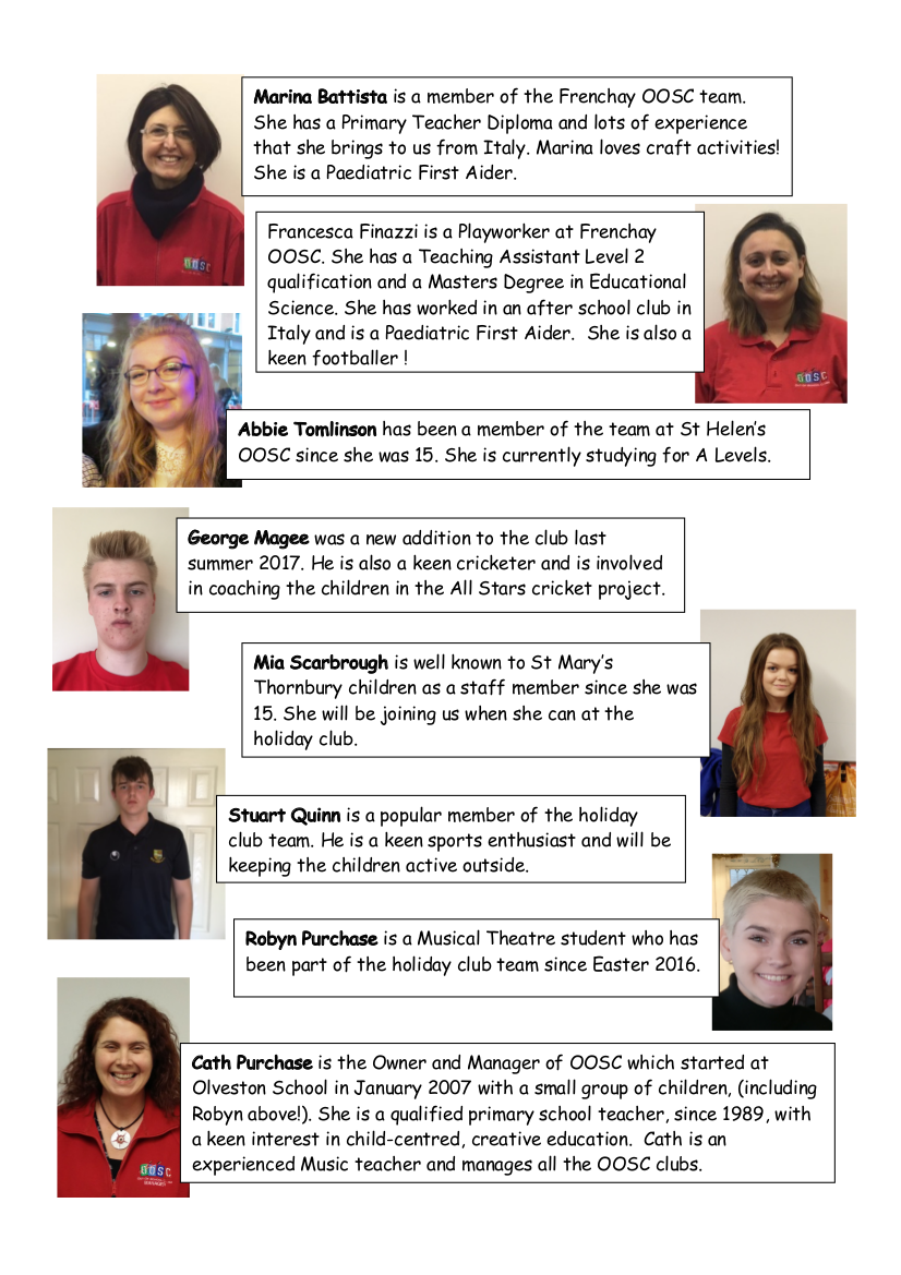 staff photos - Holiday club March2018b